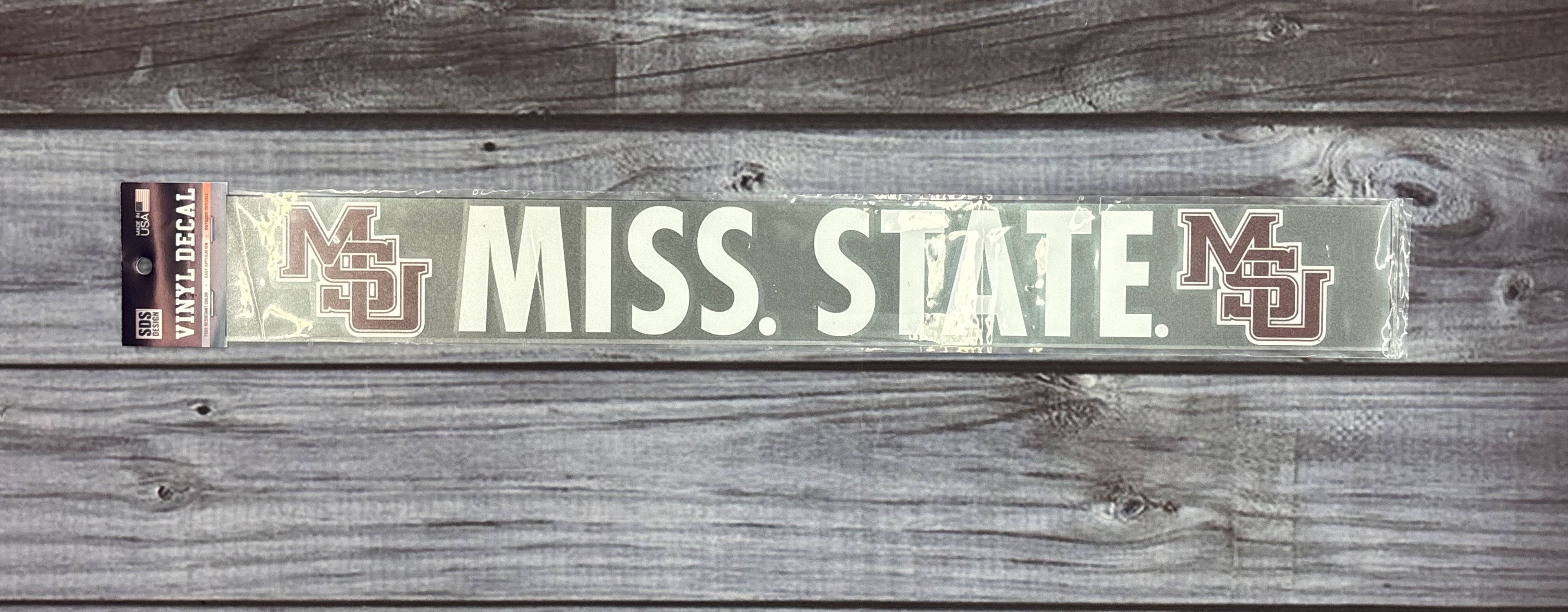 Sds Design Associates Auto Decal Rect MSU Interlocked Maroon Missstate White MSU Interlocked