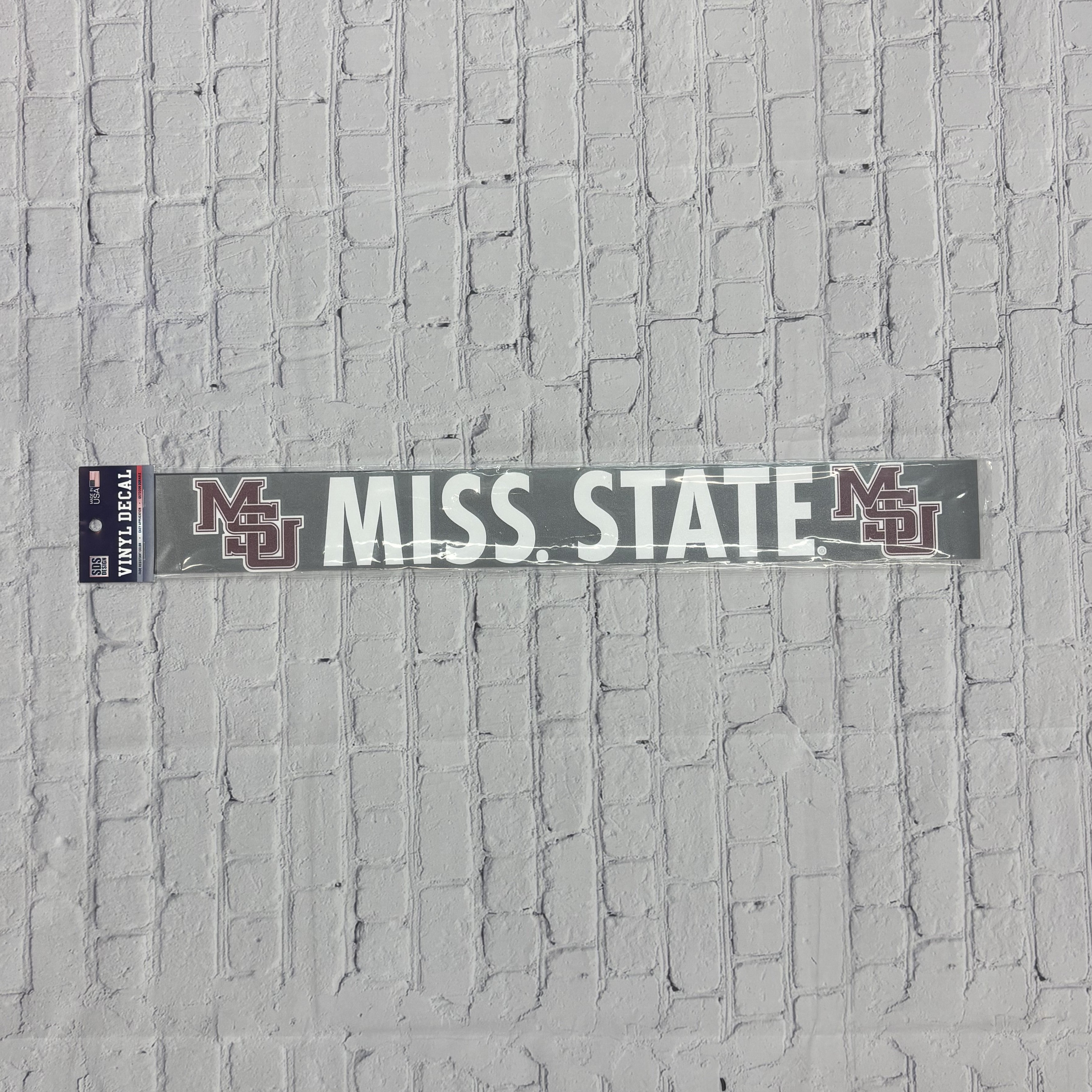 Sds Design Associates Auto Decal Rect MSU Interlocked Maroon Missstate White MSU Interlocked