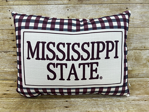 Pillow Mississippi State with Gingham Border