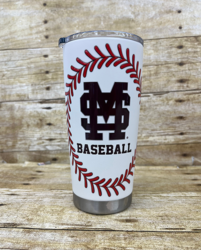 Tumbler W LID Baseball STITCH M-over-S Baseball