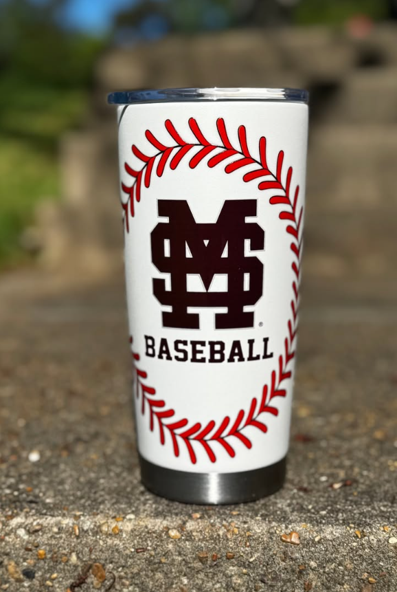 Tumbler W LID Baseball STITCH M-over-S Baseball