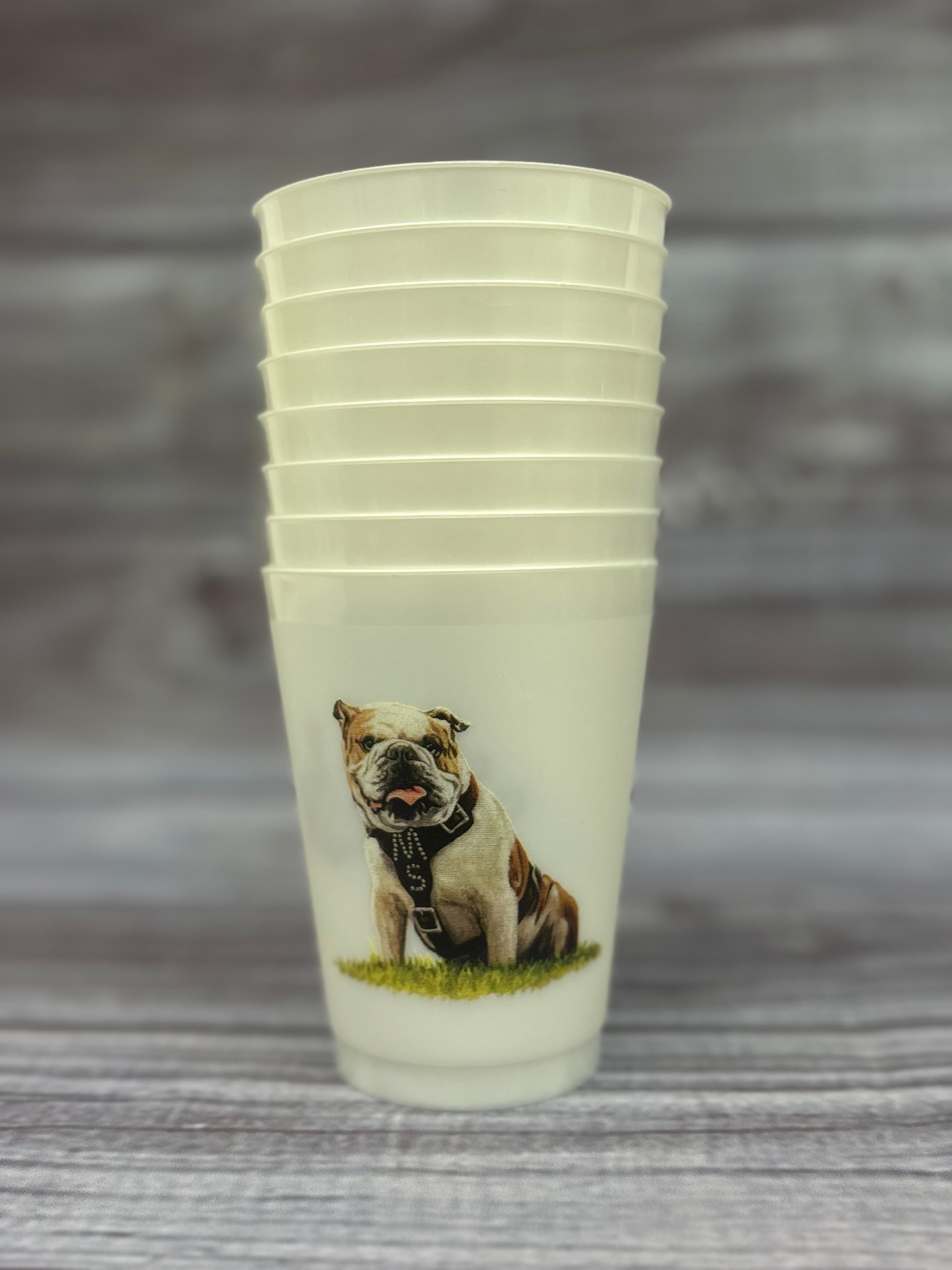 Tailgate CUPS PLong SleeveTC 8 PK FROSTED FLEX MASCOT Script State REAL DOG