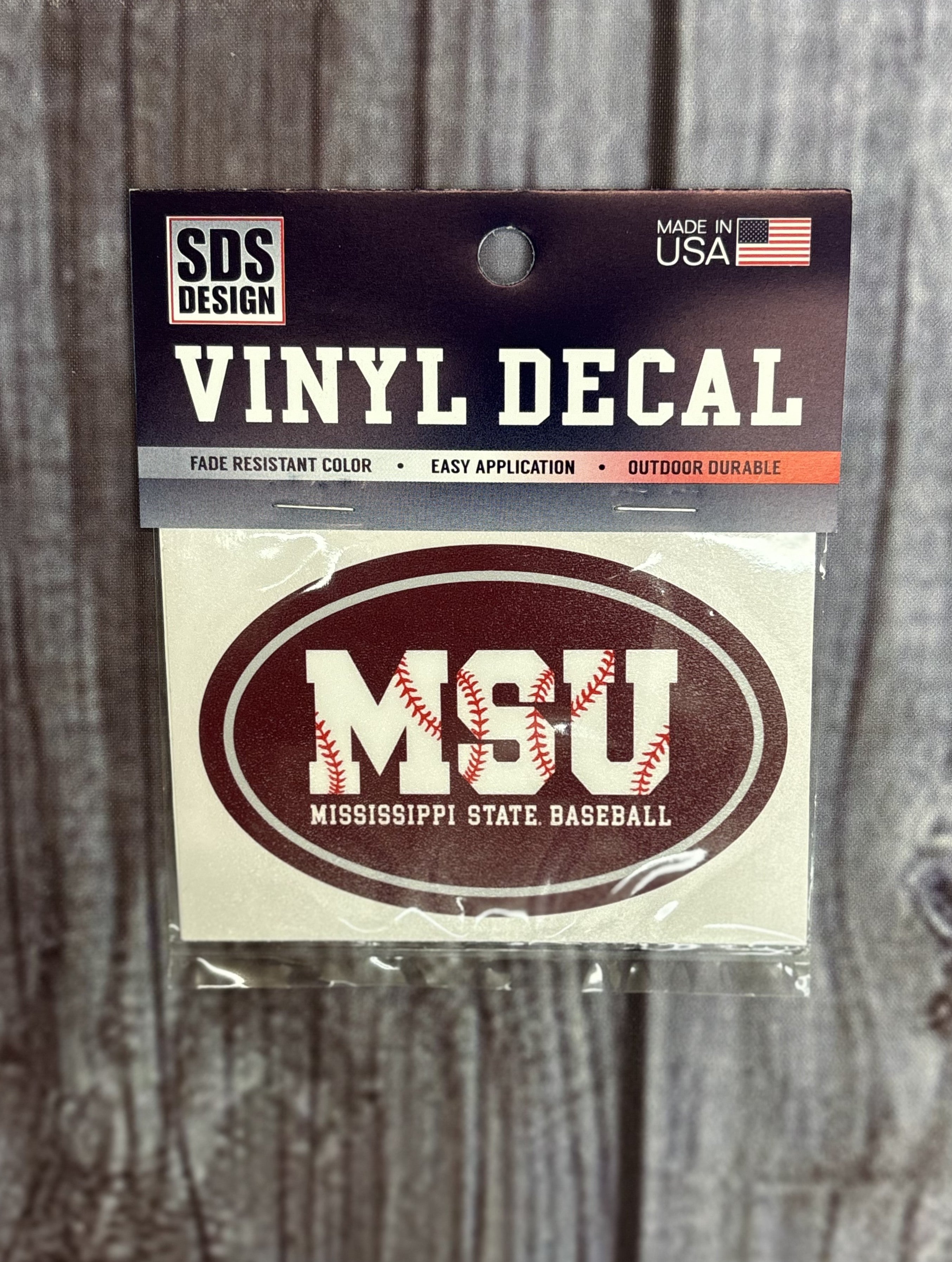Decal Oval MSU Baseball With Baseball Laces