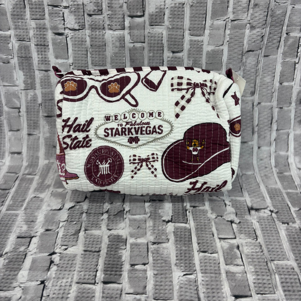 Cosmetic Bag 3 Piece Set Quilted M-State Hail State Script State Other Logos