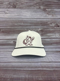 Cap Baseball Five Panel Curved Bill Rope Swinging Bully Rubber Logo Adjustable