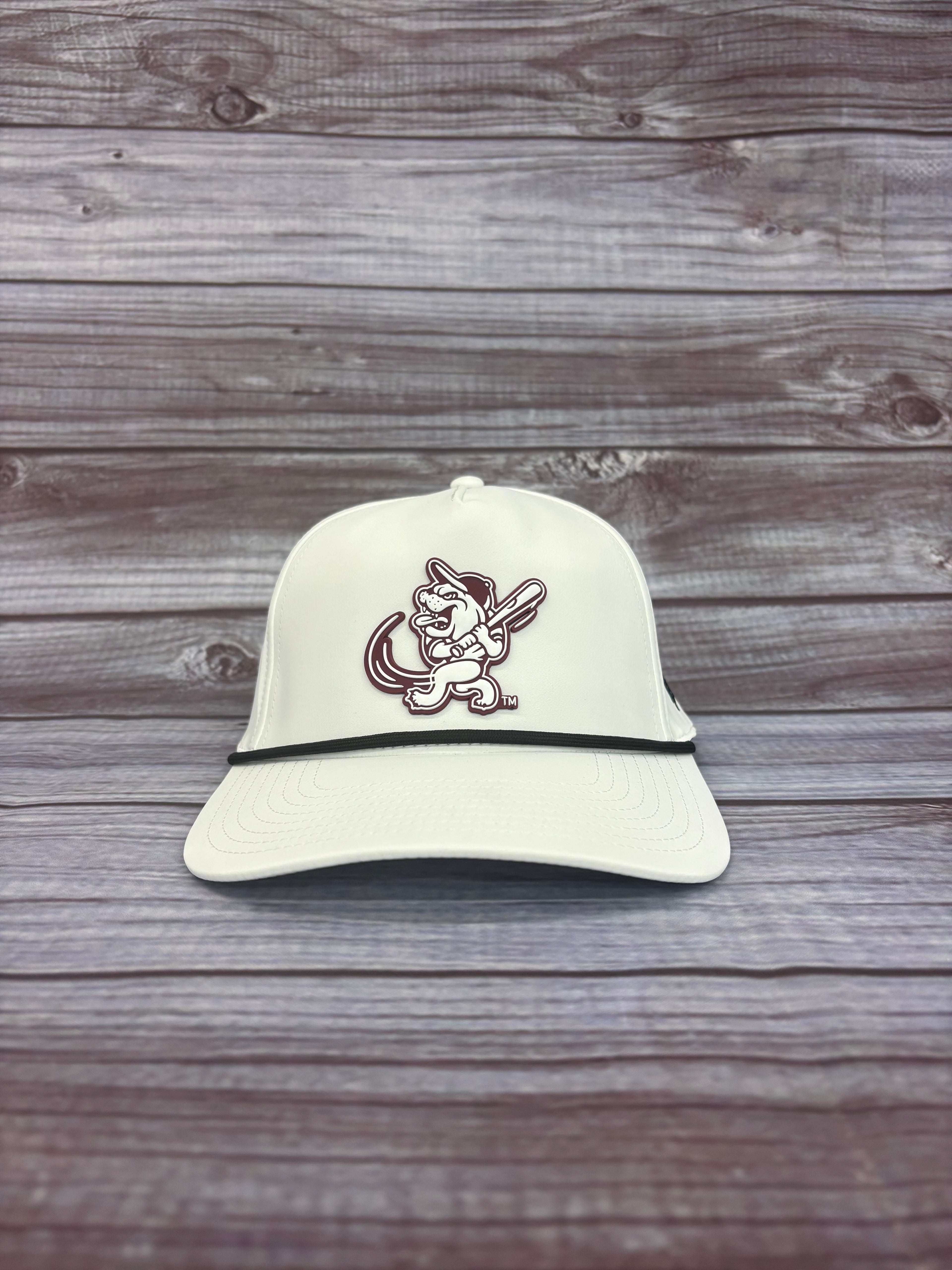 Cap Baseball Five Panel Curved Bill Rope Swinging Bully Rubber Logo Adjustable