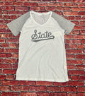 Boxercraft Women's V Neck Shirt Short Sleeve Script State