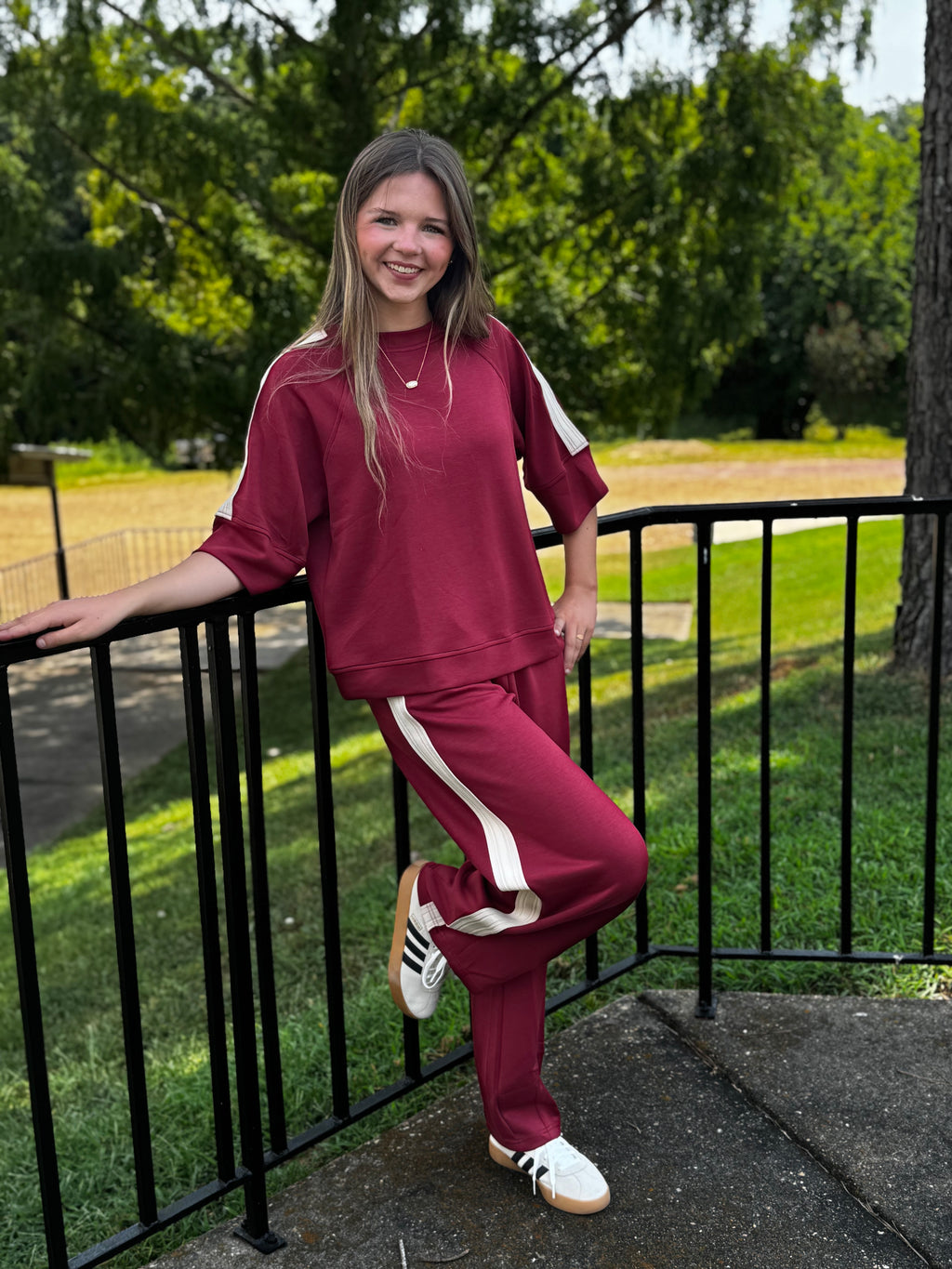 Women's Scuba Knit Contrast Side Tape