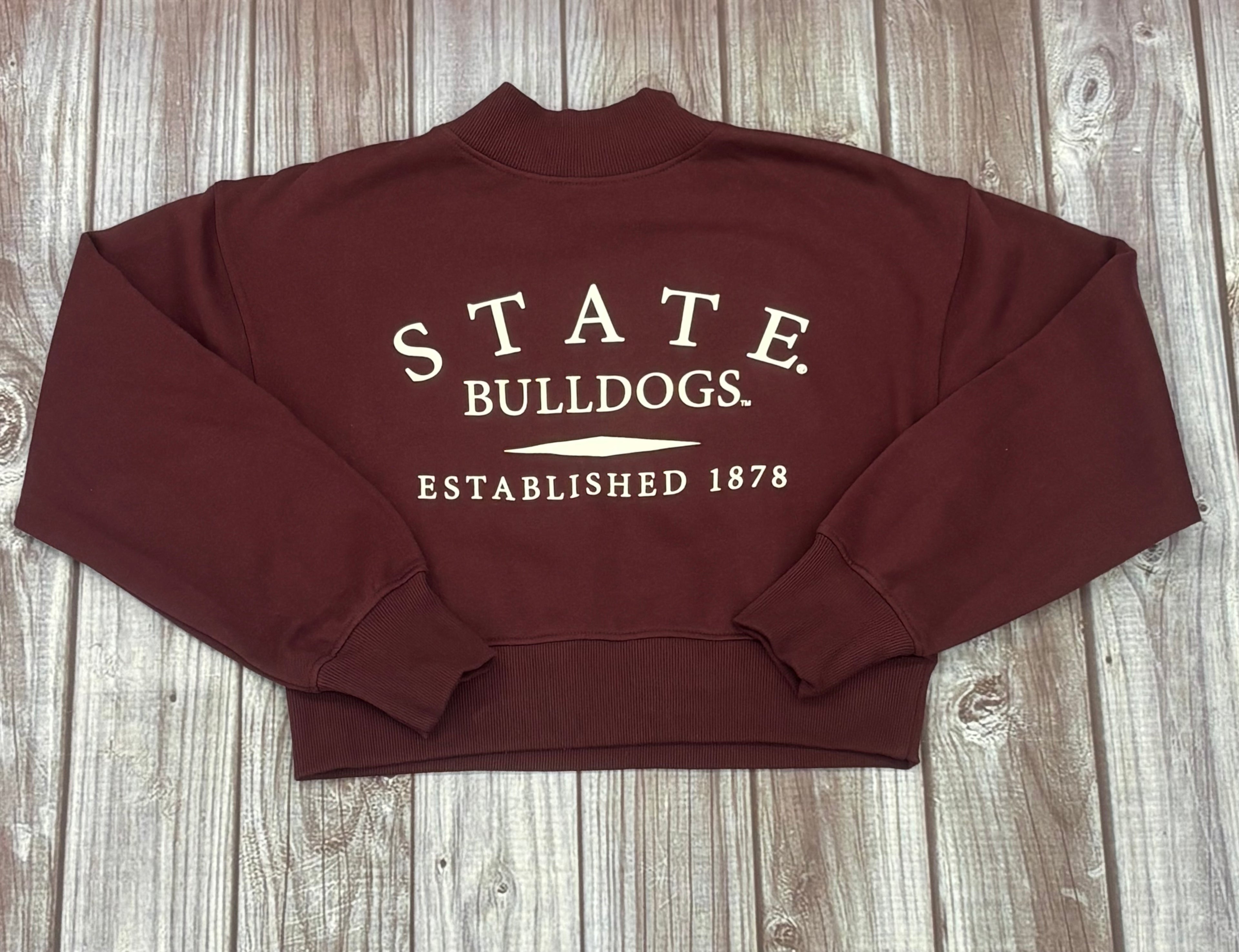 Top Women's Long Sleeve Crop State Bulldogs Est 1878