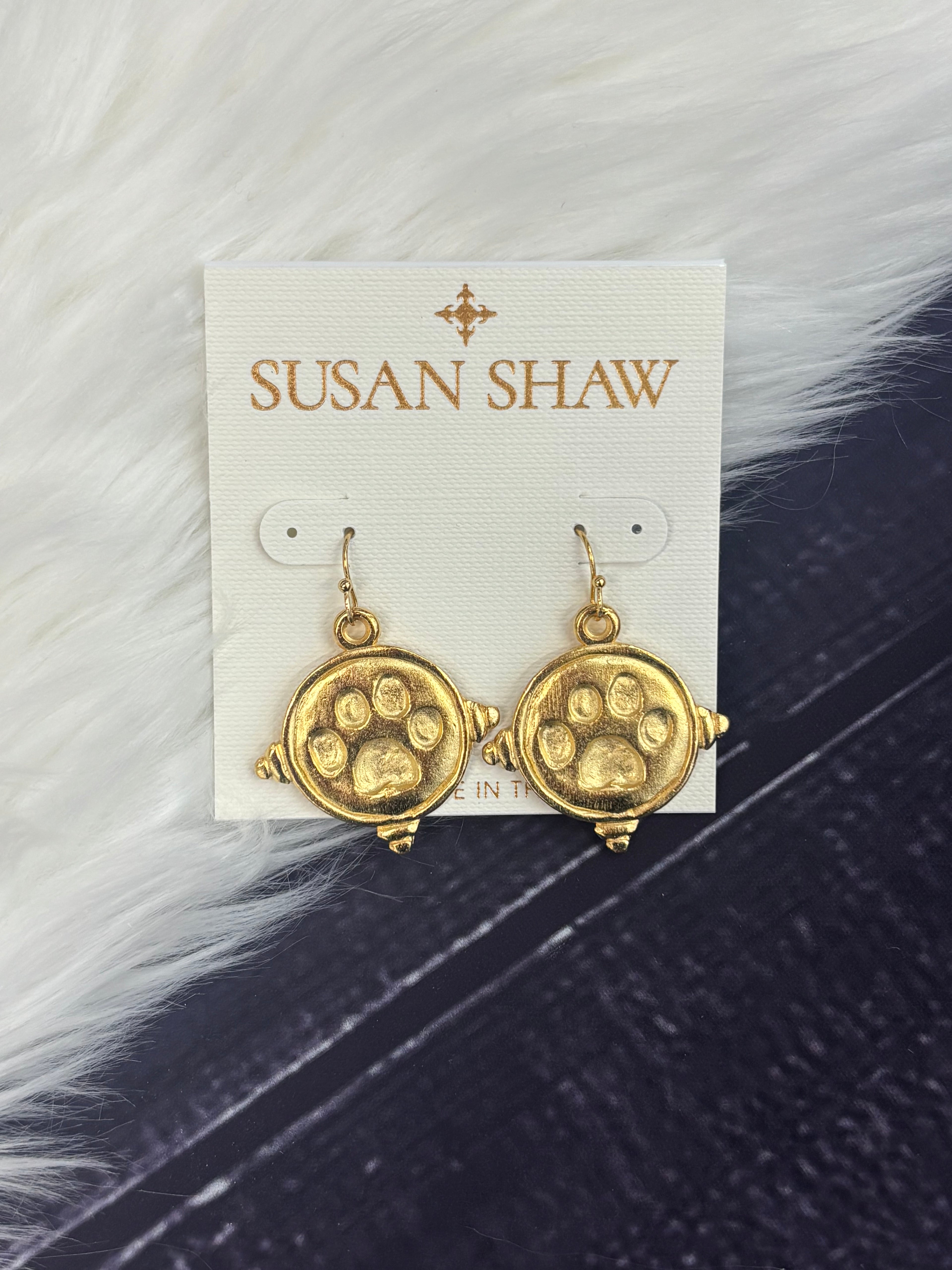Susan Shaw Jewelry Earrings Wire Paw Print