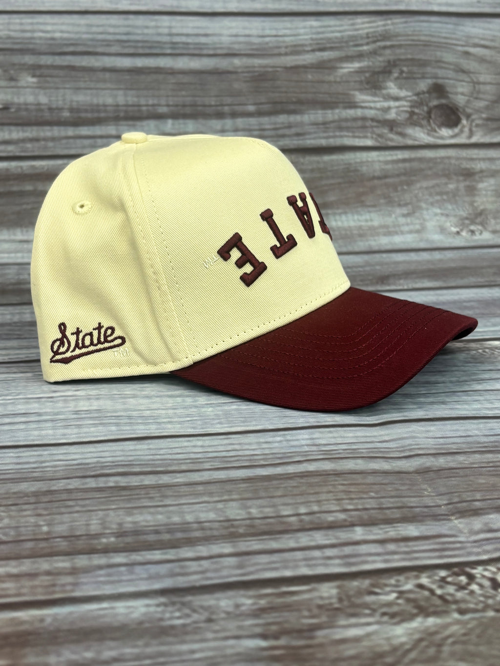 No Rivals Cap State Block Arch Upside Down Maroon Bill