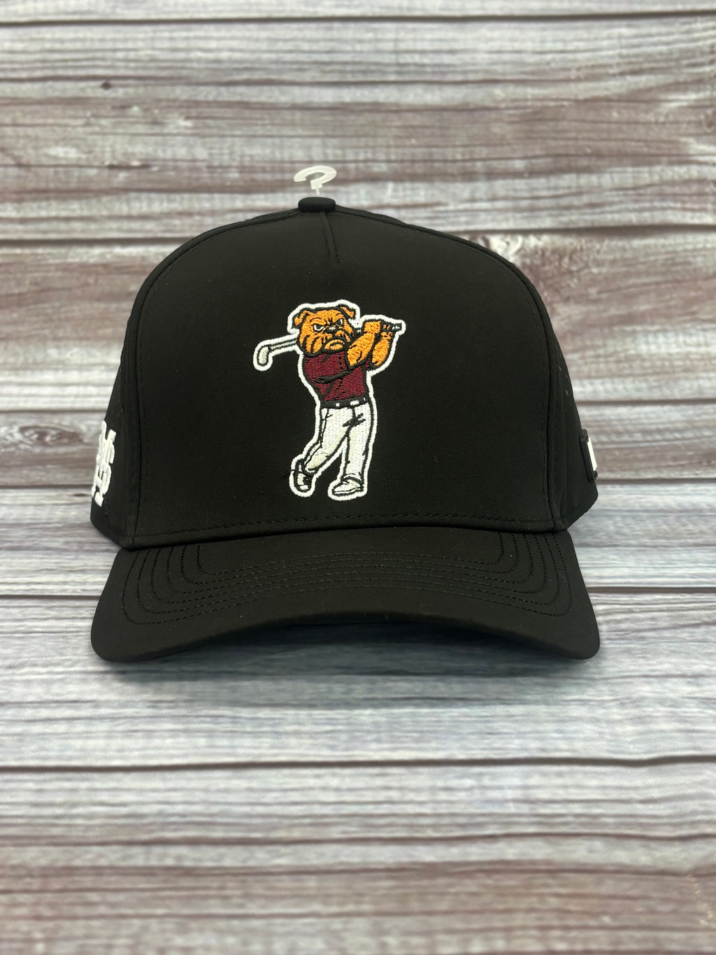 No Rivals Cap Standing Bulldog Swinging Golf Club