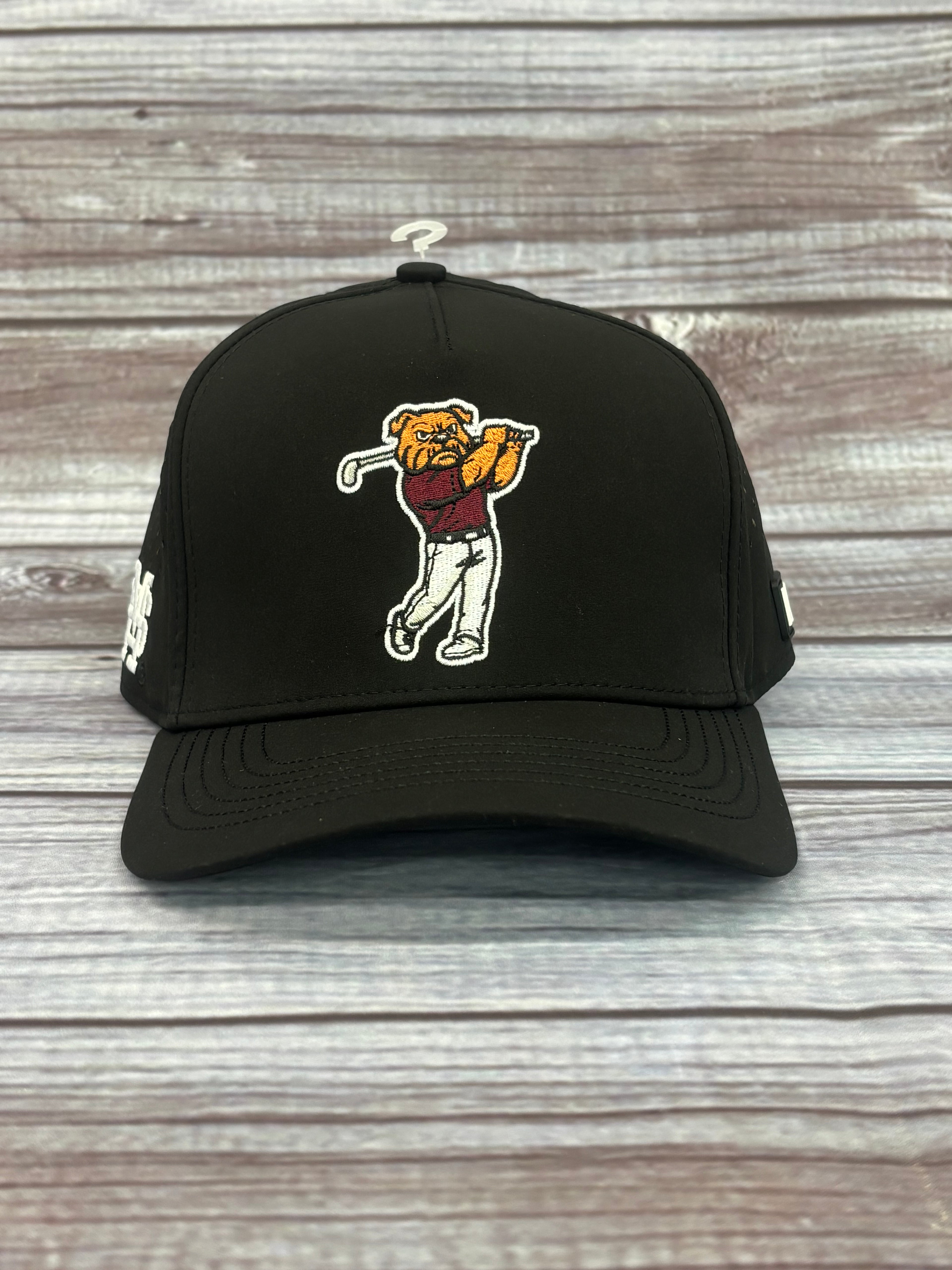 No Rivals Cap Standing Bulldog Swinging Golf Club