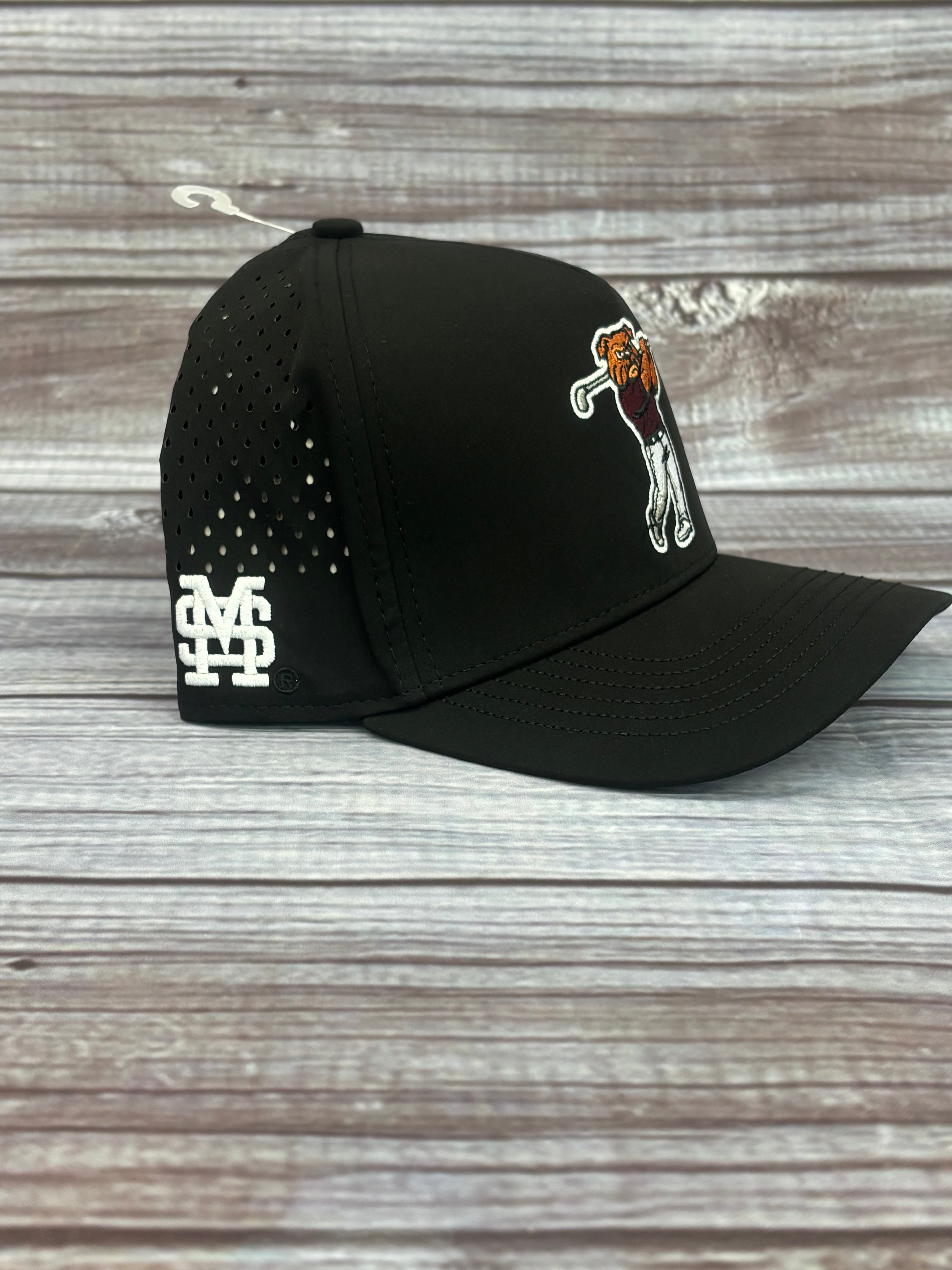 No Rivals Cap Standing Bulldog Swinging Golf Club