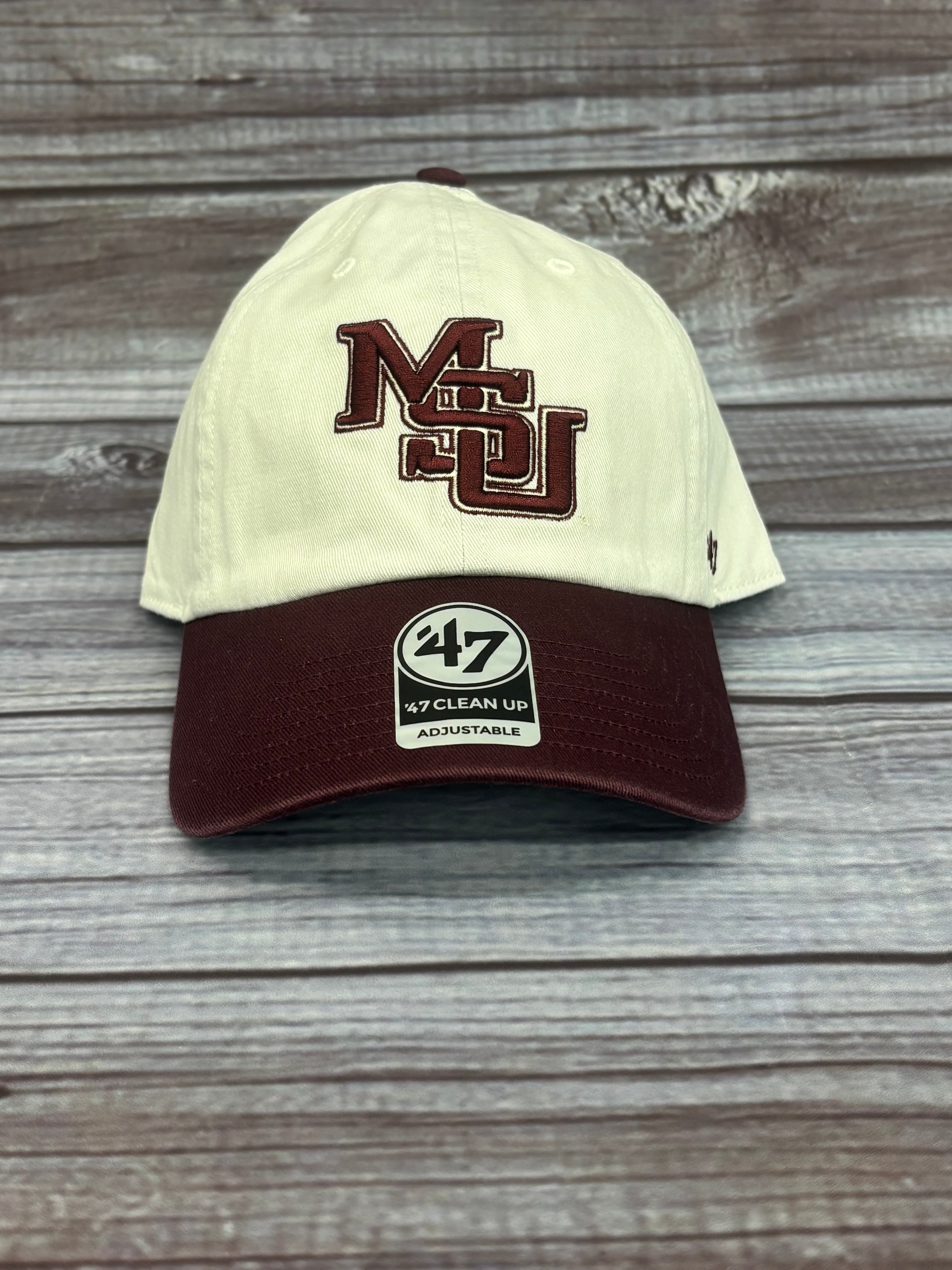 47 Brand Cap 2 Tone MSU Interlock Maroon Bill