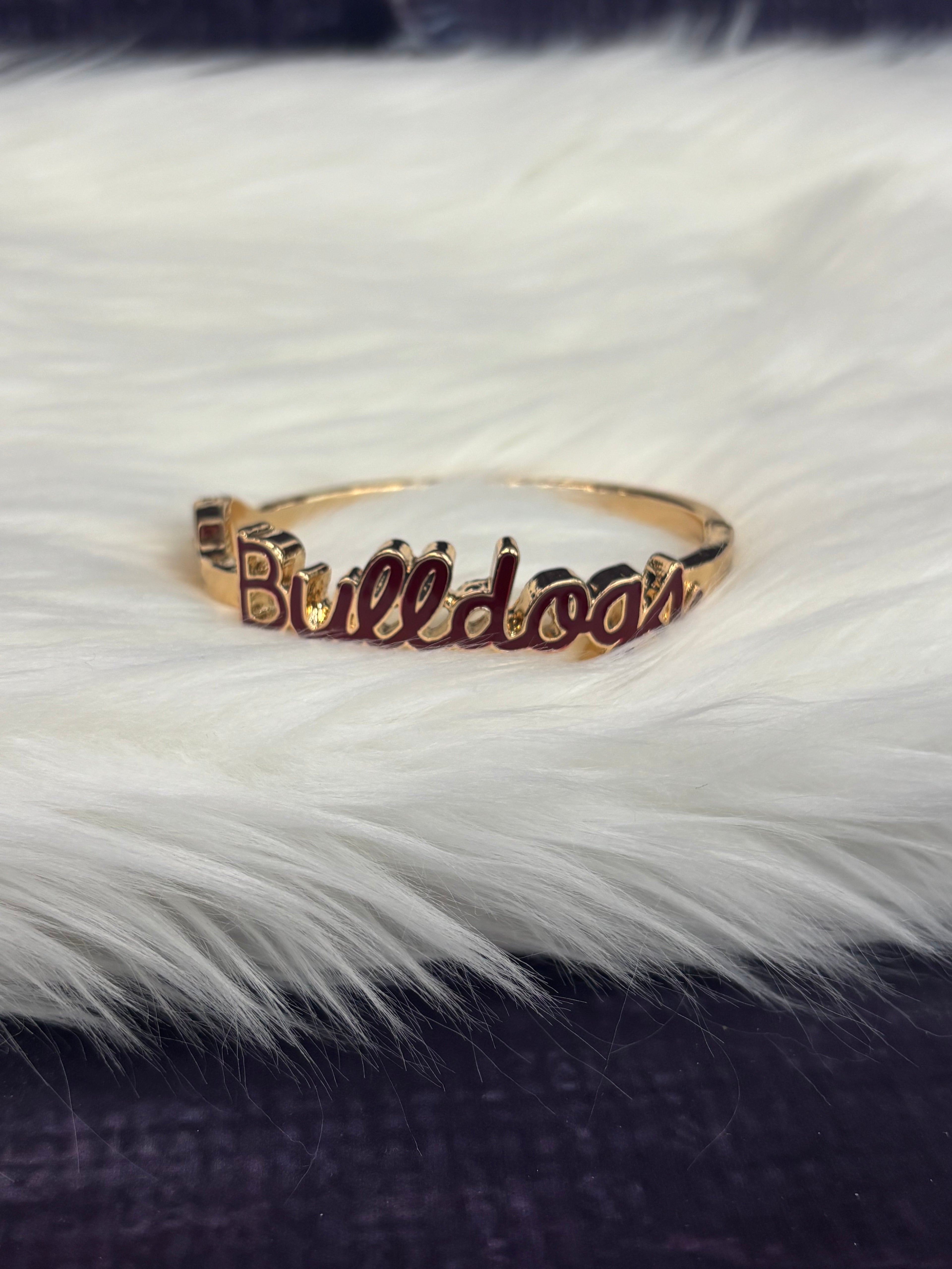 Canvas Jewelry Bracelet Bangle Hinge Cursive Enamel Bulldogs