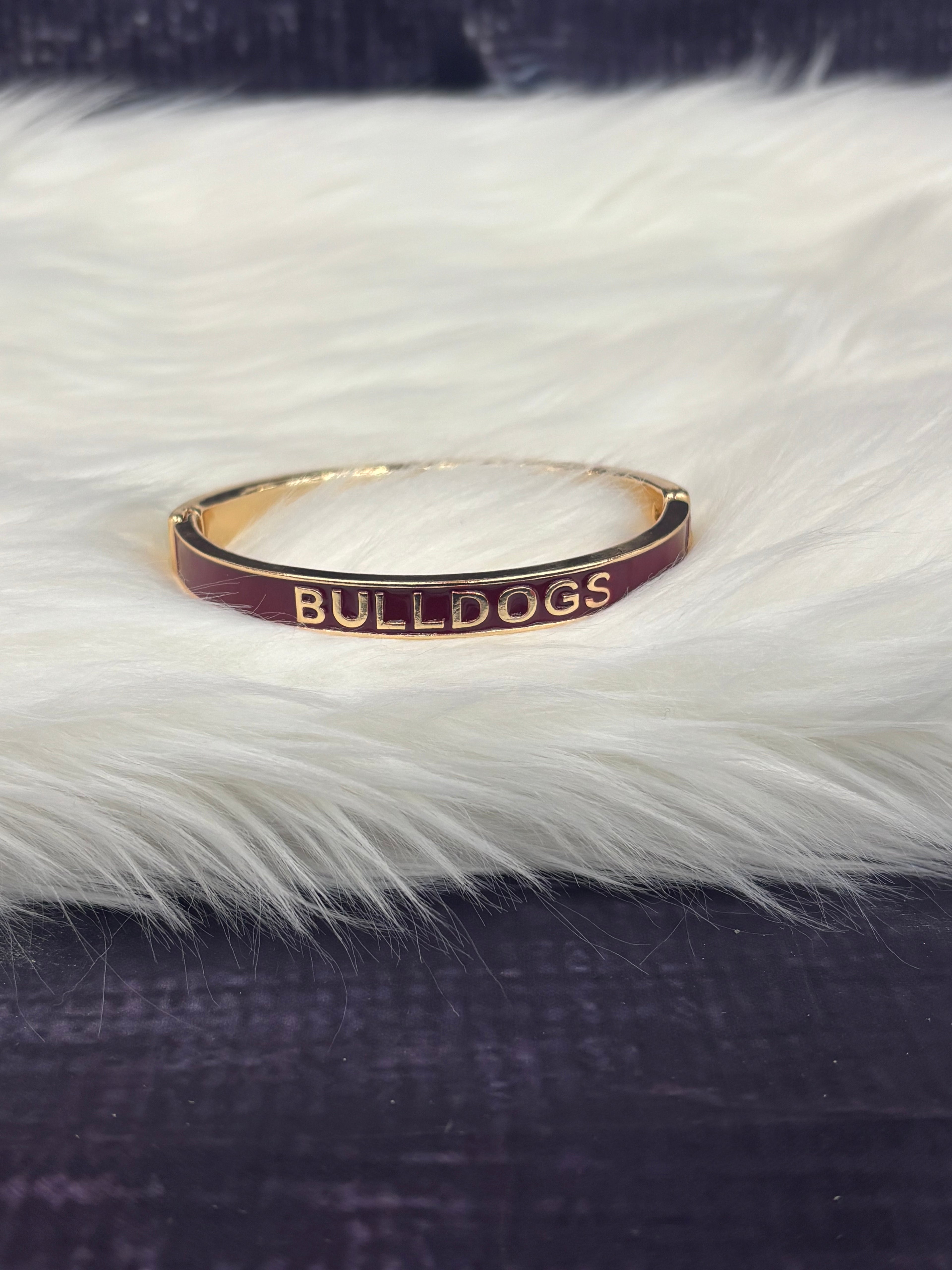 Canvas Jewelry Skinny Bangle Hinged Bracelet Enamel Hail State Bulldogs