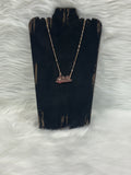 Canvas Jewelry Necklace Pave Outline Script State 17"