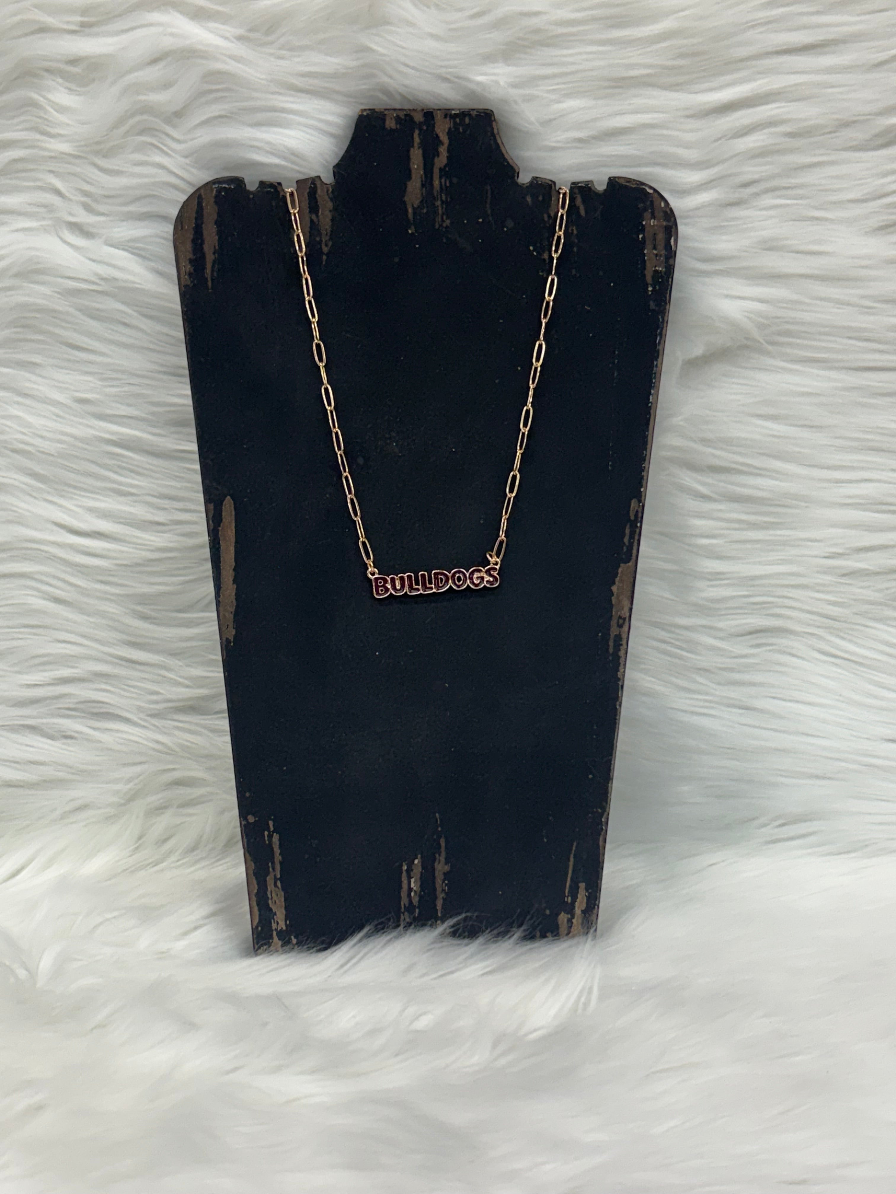 Canvas Jewelry Necklace Paperclip Chain Puffy Script State 17"