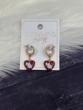 Canvas Jewelry Earrings Hoop Enamel Heart Drop MSU Interlock