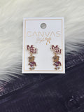 Canvas Jewelry Earrings Stud Enamel MSU Interlock Walking Bully