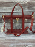 Caroline Hill Wholesale Handbag Molly Mini Clear Tote Maroon Trim and Strap