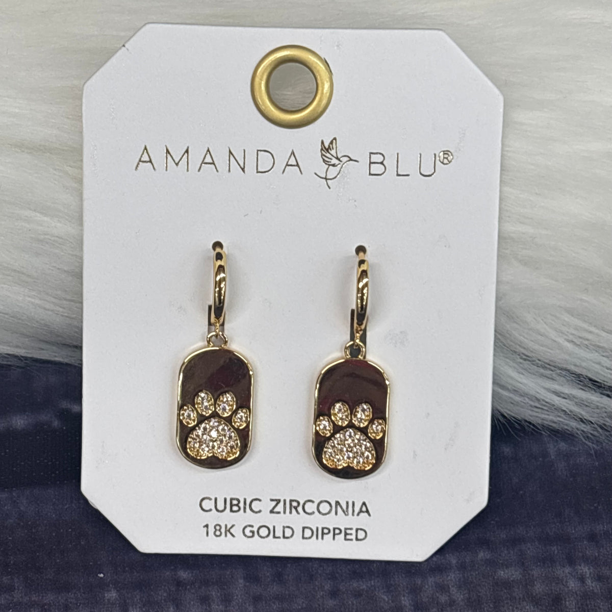 Amanda Blu Jewelry Earrings CZ Dog Tag