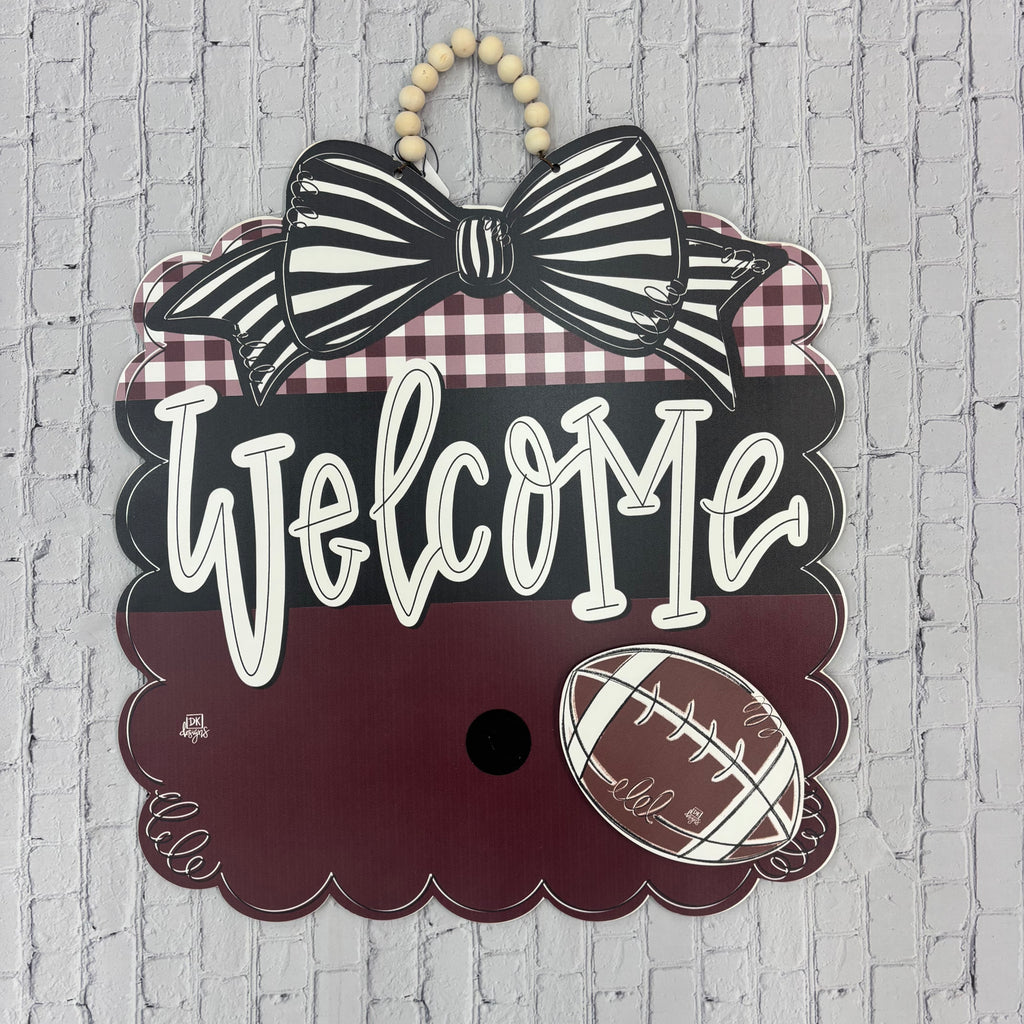Home Door Hanger Scallop Edges Welcome With Detachable Mini Football
