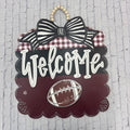 Home Door Hanger Scallop Edges Welcome With Detachable Mini Football