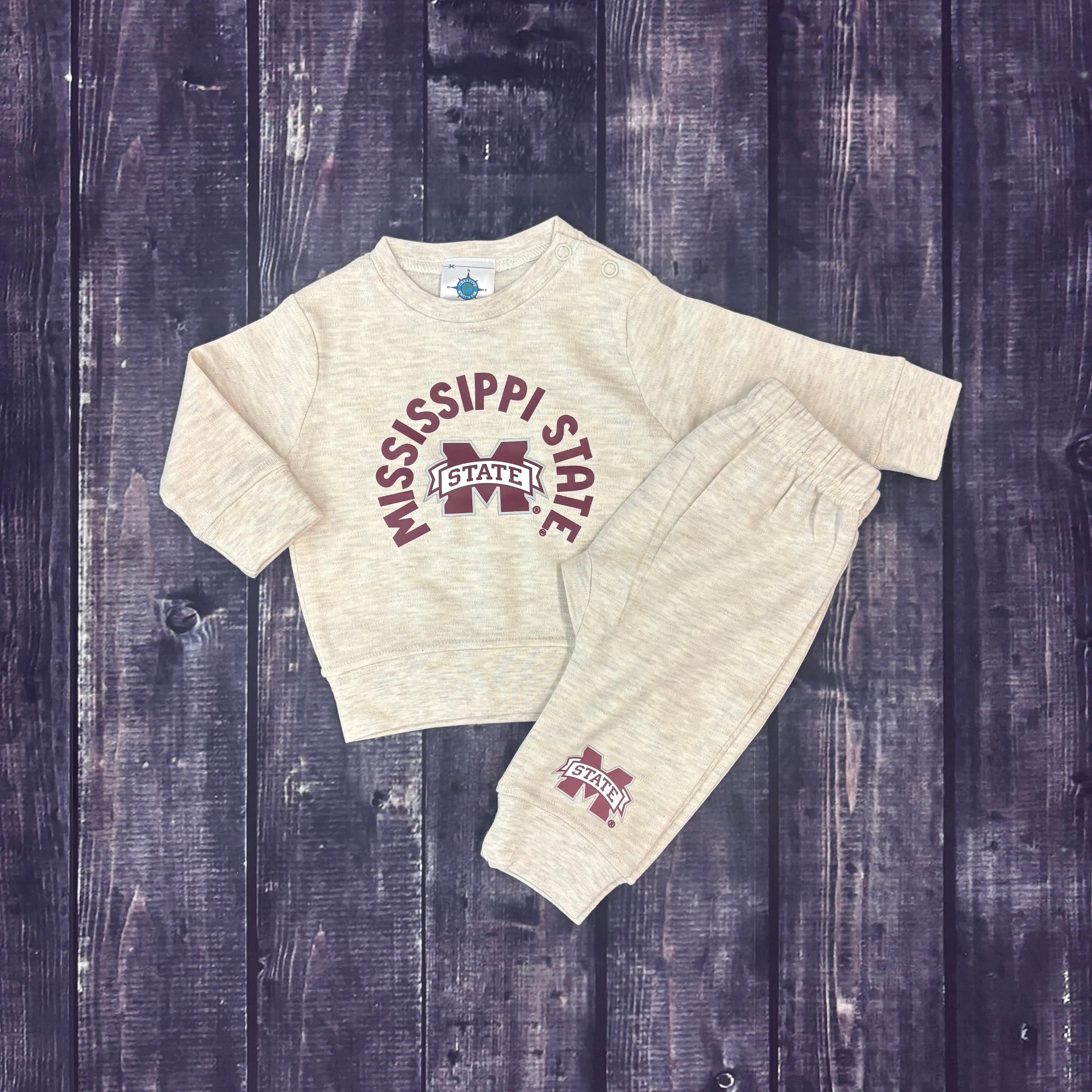 Infant 2 Piece Sweatshirt Pant Set Arch Mississippi State M-State