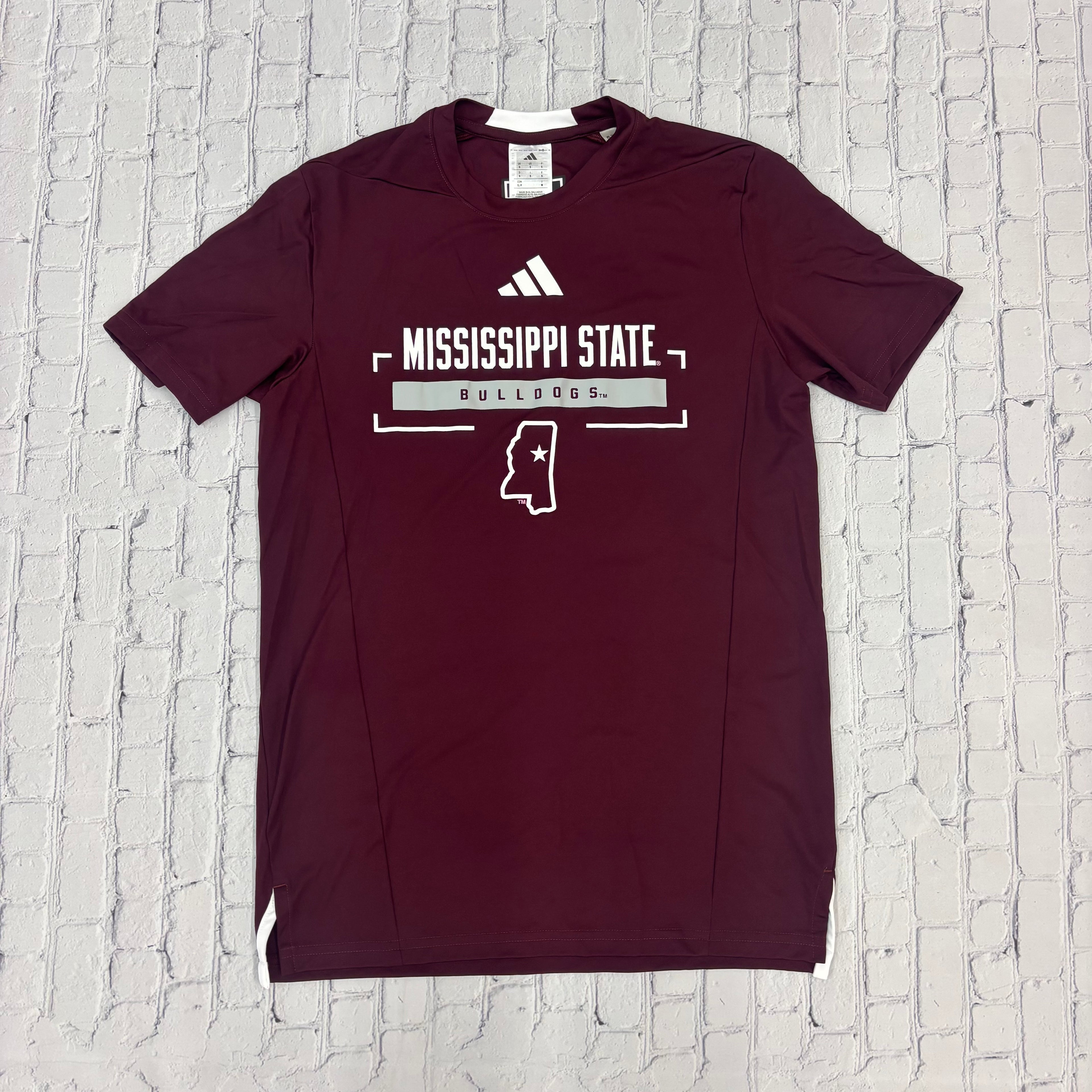 Adidas Short Sleeve T-Shirt Mississippi State Bulldogs State Of MS Outline
