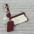 Tailgate Spectator Wristlet Clear Maroon Trim With Wide Strap