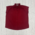 Top Women's Sleeveless Button Down Ruffle Neck