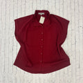 Top Women's Sleeveless Button Down Ruffle Neck