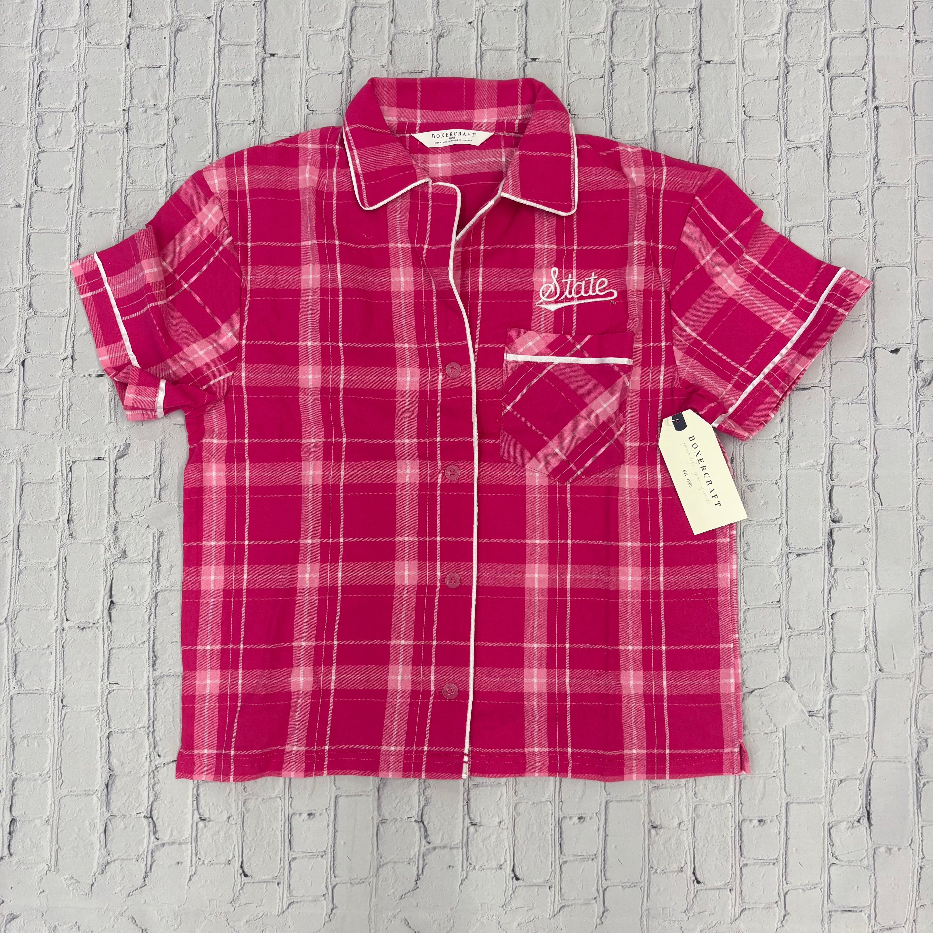 Boxercraft Women's Shirt Flannel Plaid Pocket Script State