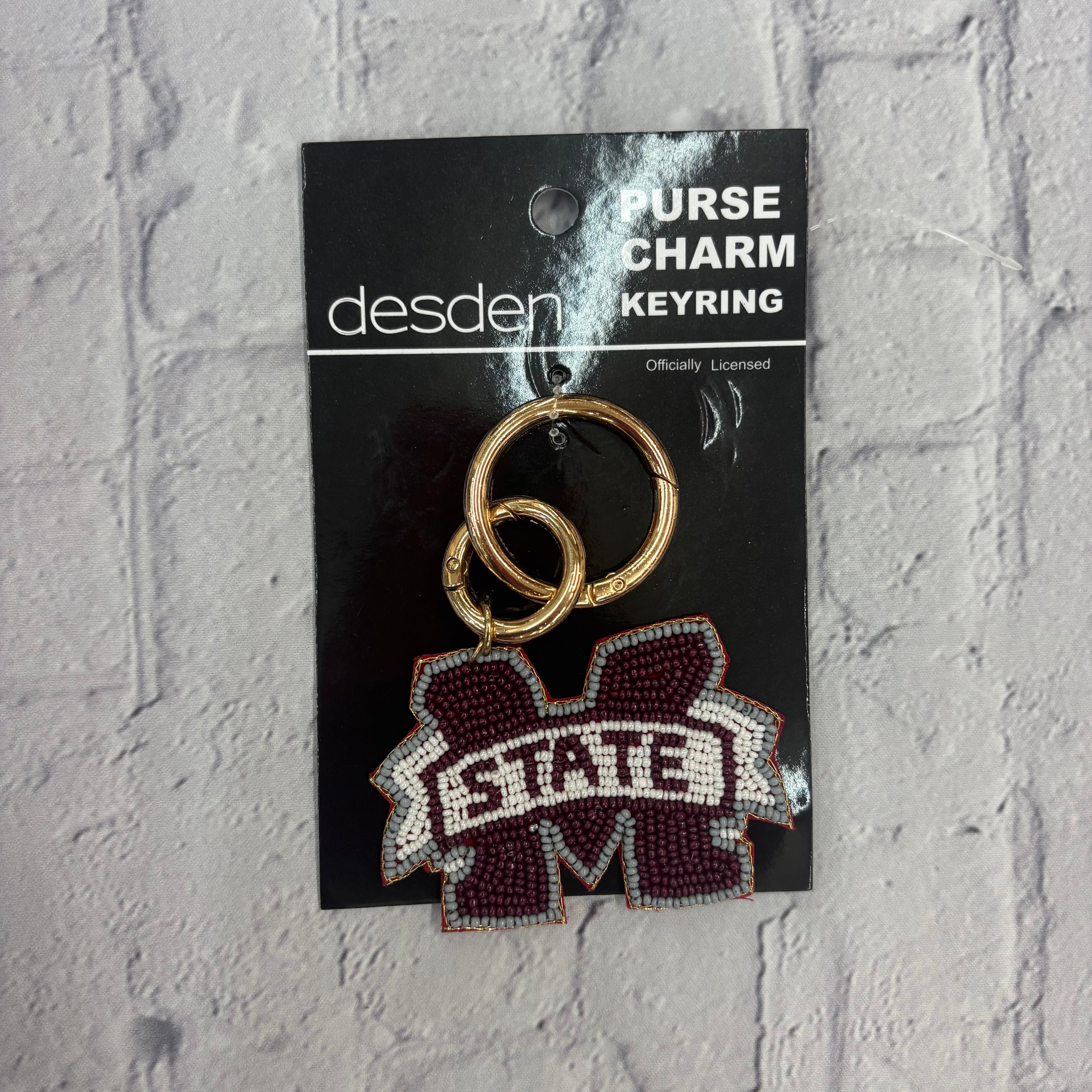 Key Ring Charm Beaded M-State Shape