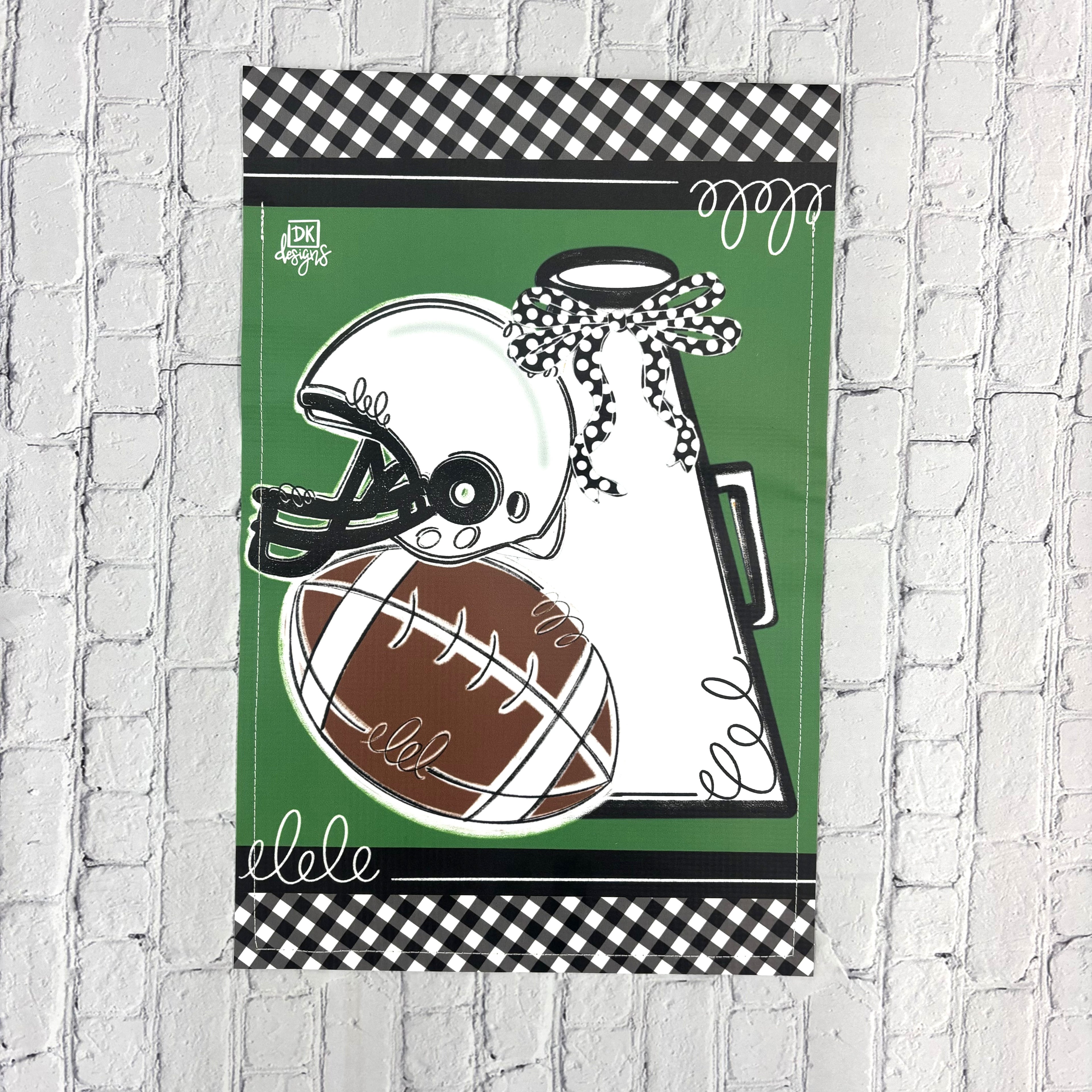 Garden Flag Vinyl Double Sided Green And Black Game Day Helmet And Football