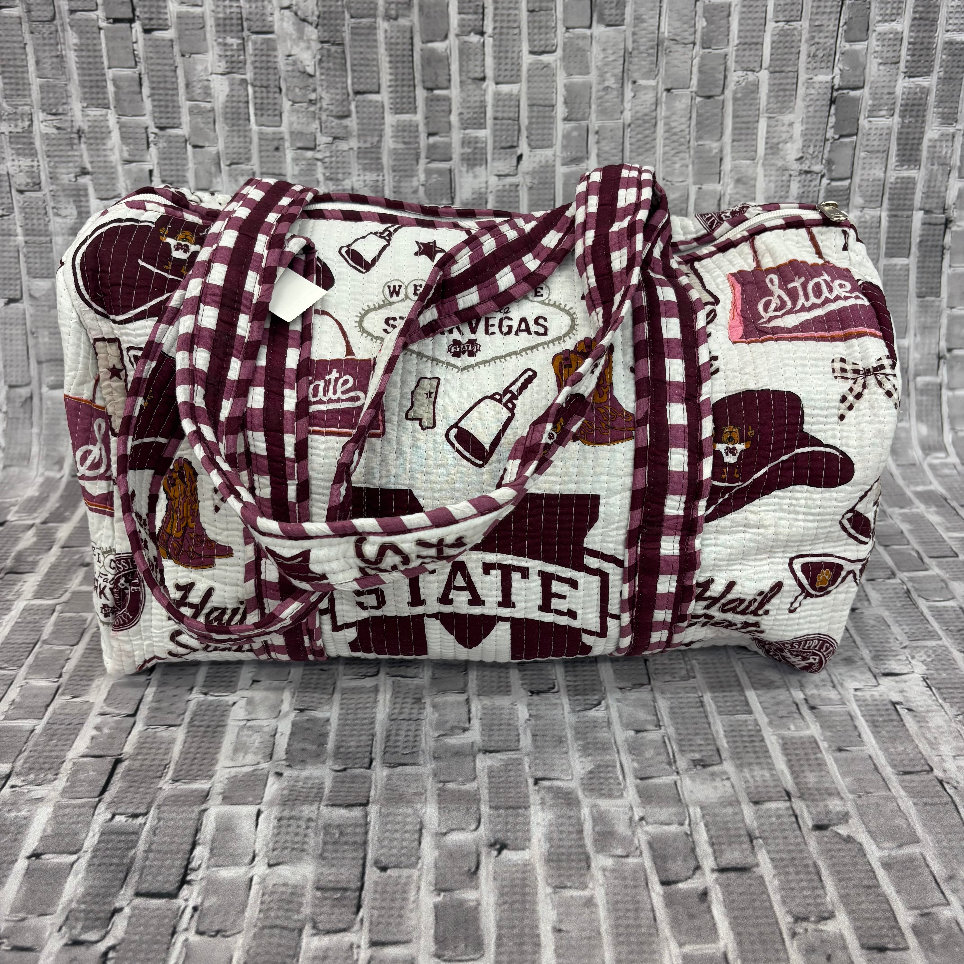 Tote Duffle Bag Quilted M-State Hail State Script State Other Logos