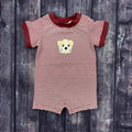 Infant Boy Romper Striped Bulldog Face Applique
