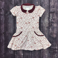 Youth Dress Girls Half Zip Flare Skirt Collar And Pockets Maroon Trim  Maroon Shorts