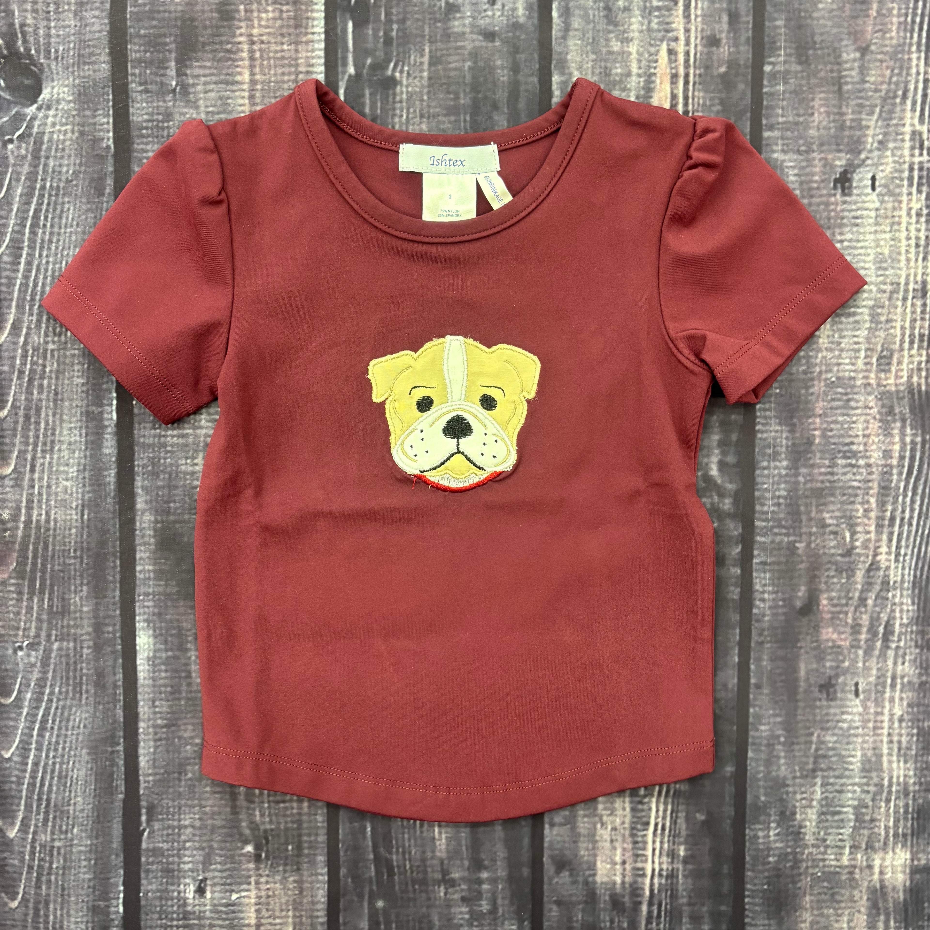 Toddler Girls Active Top Bulldog Aplique