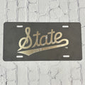 Auto License Plate Stainless Steel Silver Script State