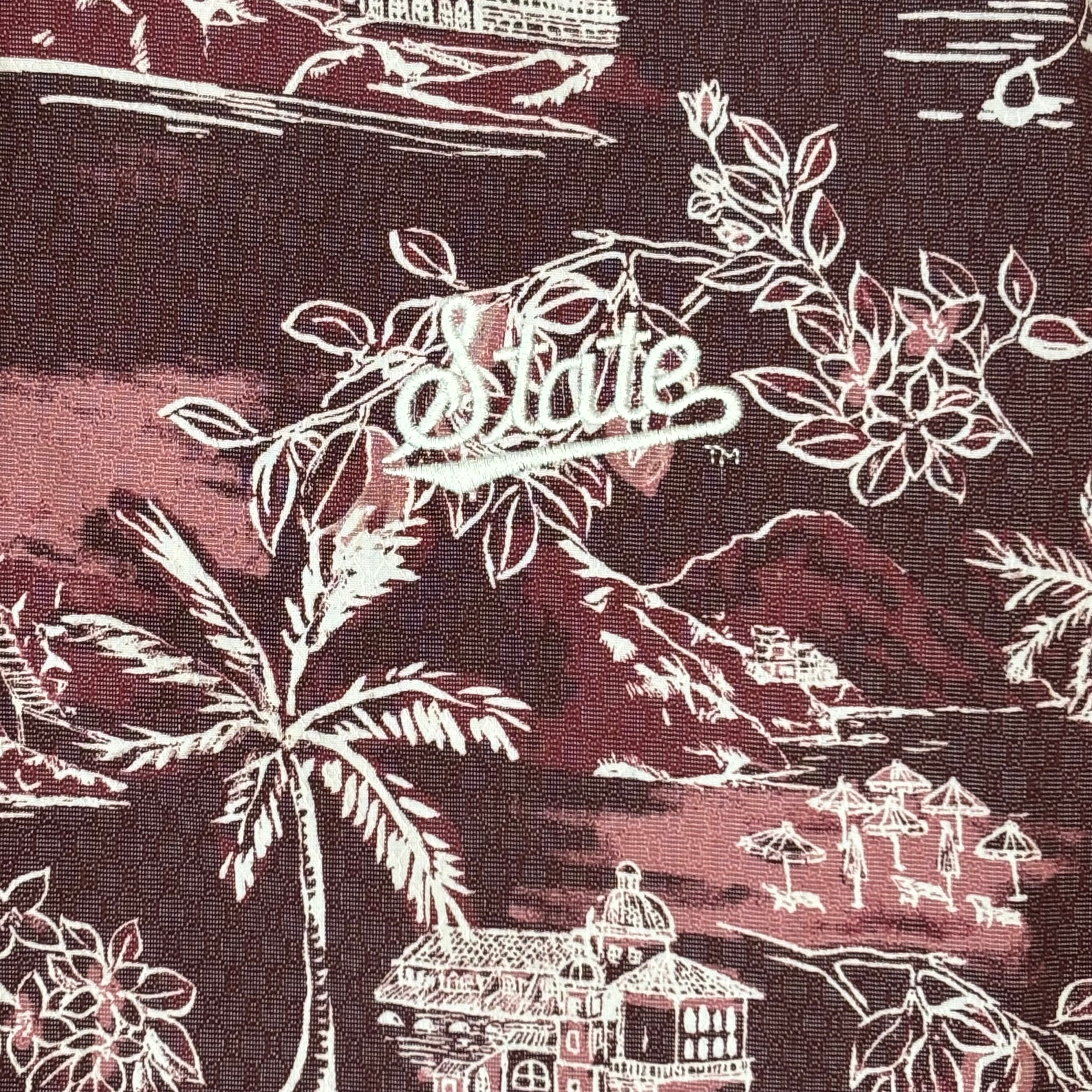Tommy Bahama Shirt Short Sleeve Coastal Ease Paradise Isle Script State