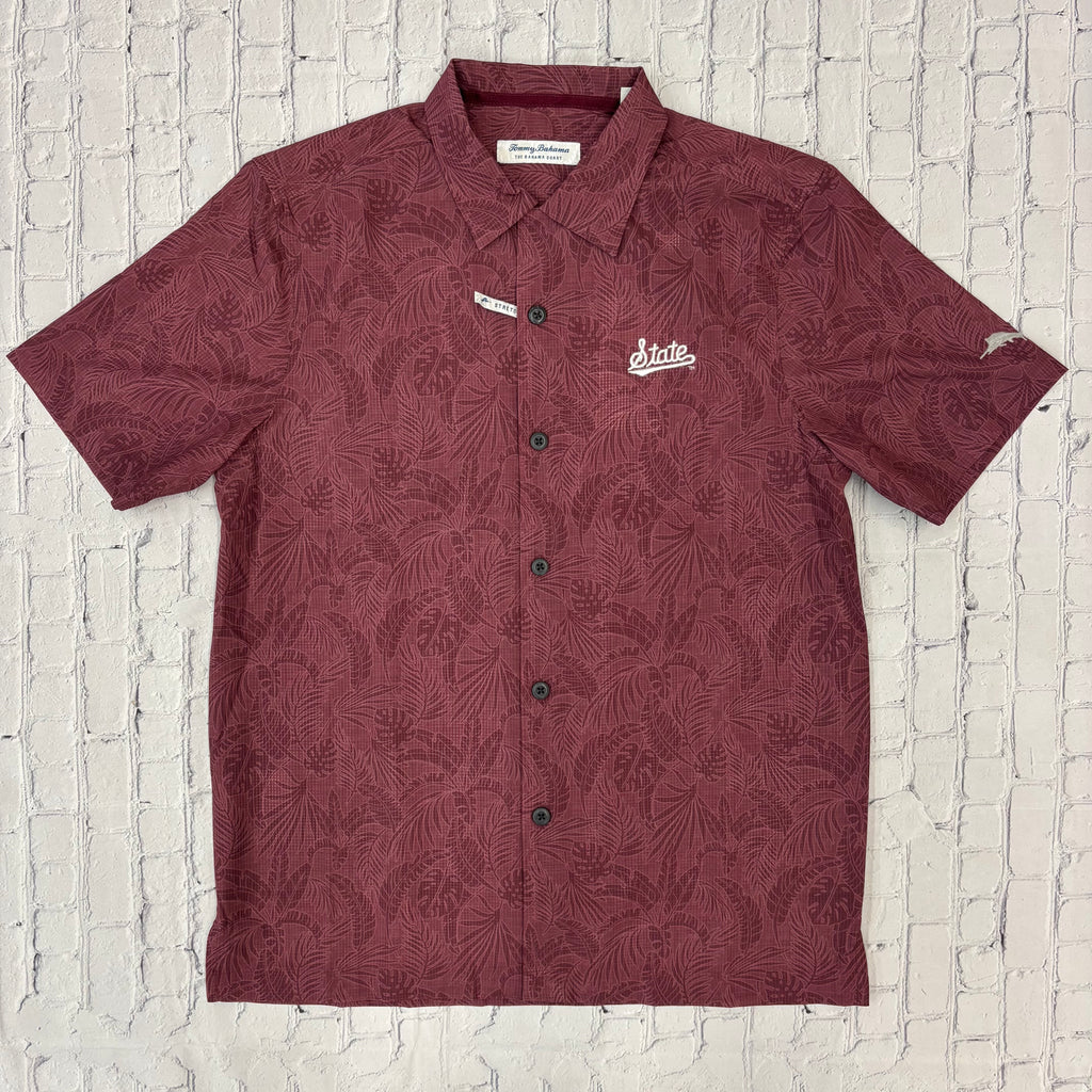Tommy Bahama Shirt Short Sleeve Bahama Coast Saltwater Fronds Script State