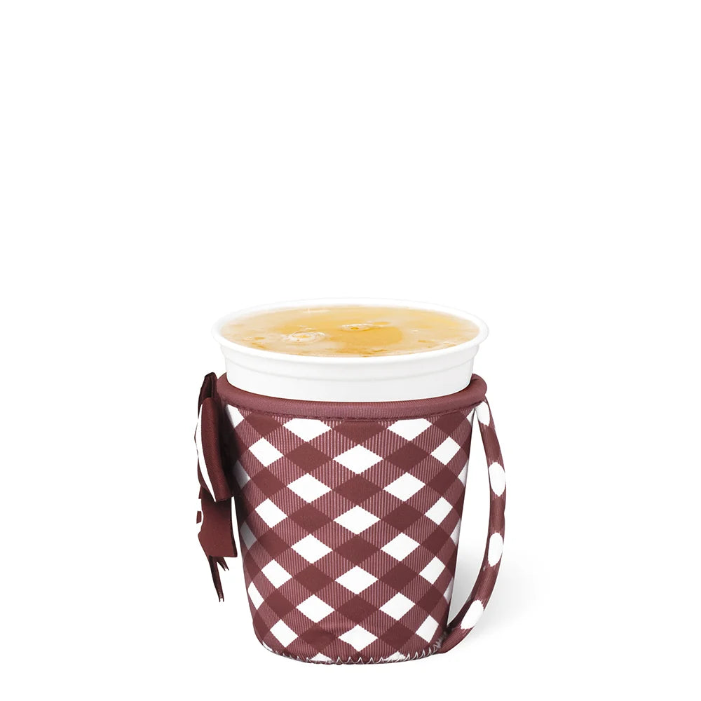 Swig Tailgate Coolie Gingham With Bow Small Fits 16-20 Oz Cup