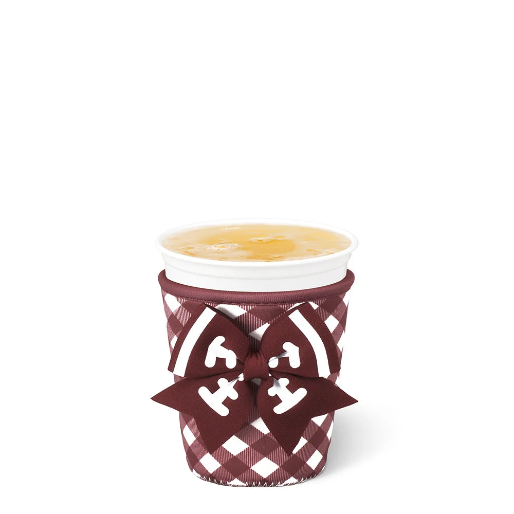 Swig Tailgate Coolie Gingham With Bow Small Fits 16-20 Oz Cup