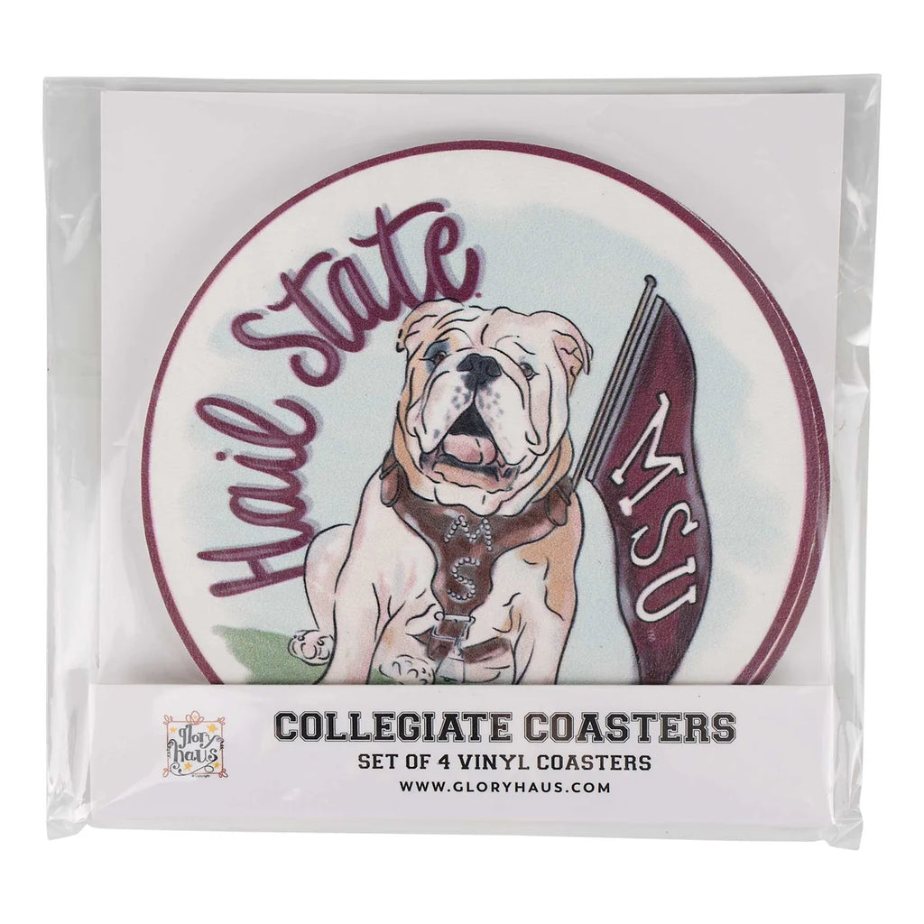 Coaster Set 4 Pack Vinyl Hail State Bulldog