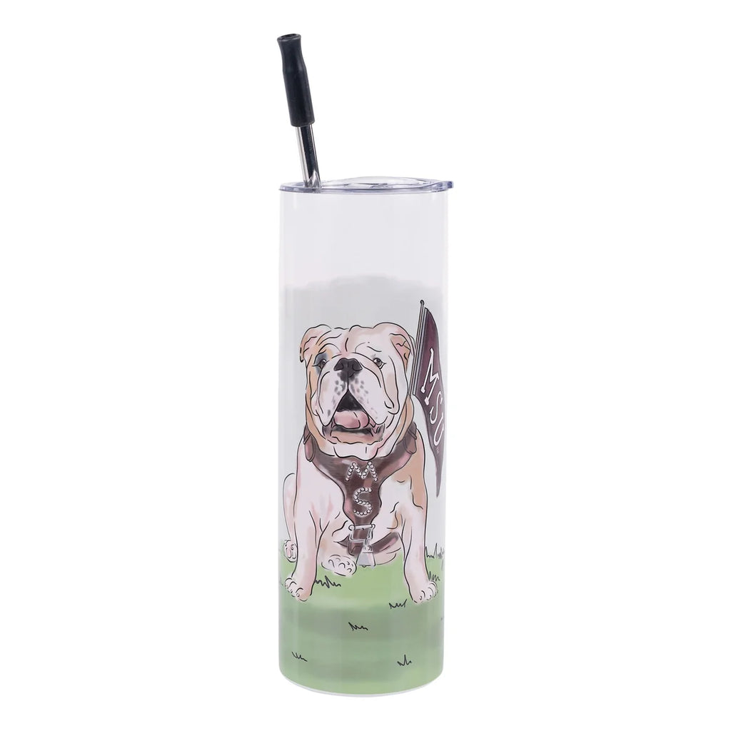 Tumbler Real Sitting Bulldog With Flag MSU Go Dawgs