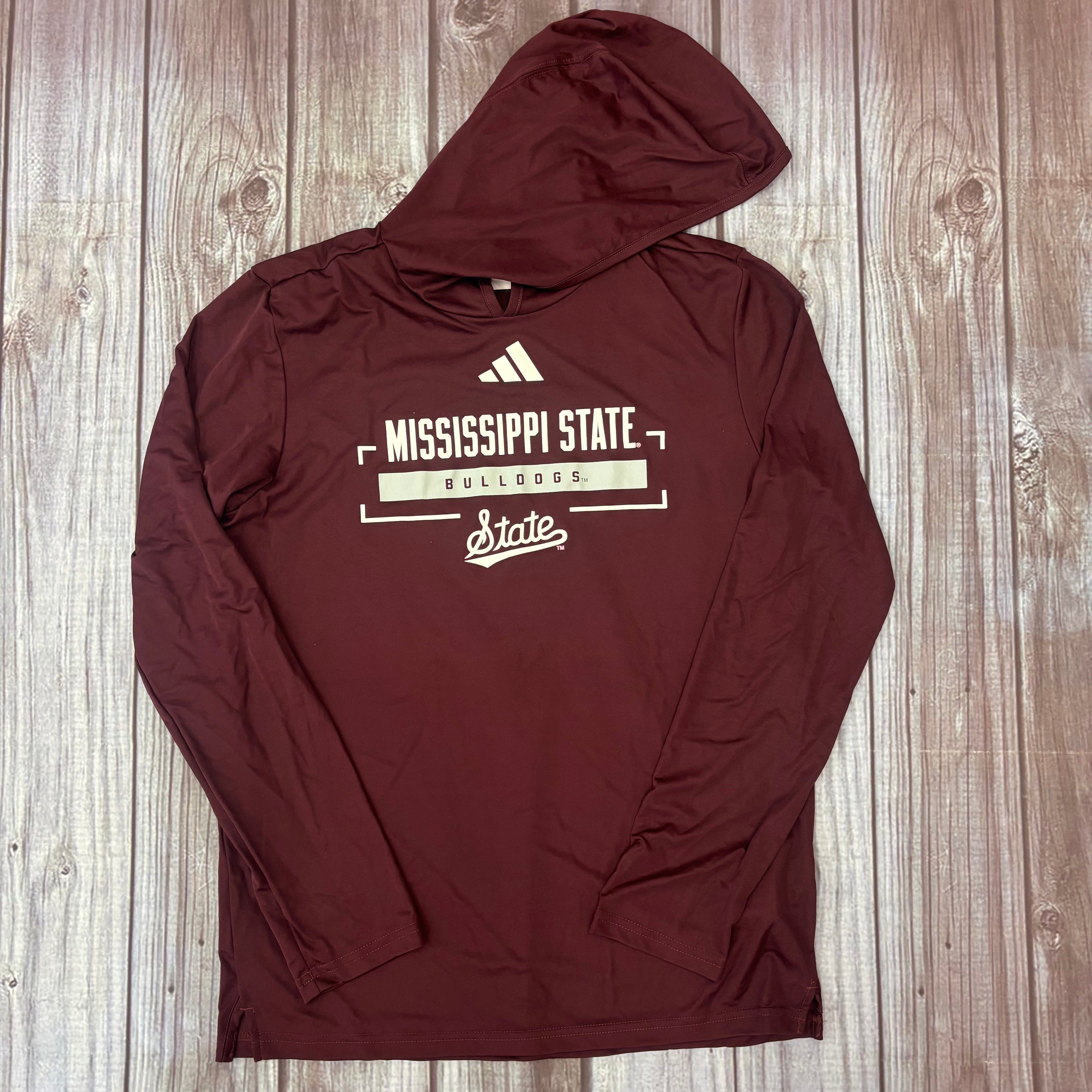 Adidas Long Sleeve Hooded T-Shirt Mississippi State Bulldogs Script State