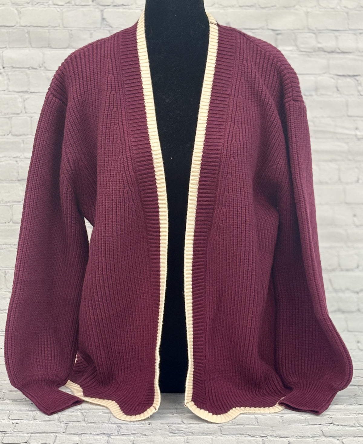 Sweater Long Sleeve Front Scalloped Hem Cardigan